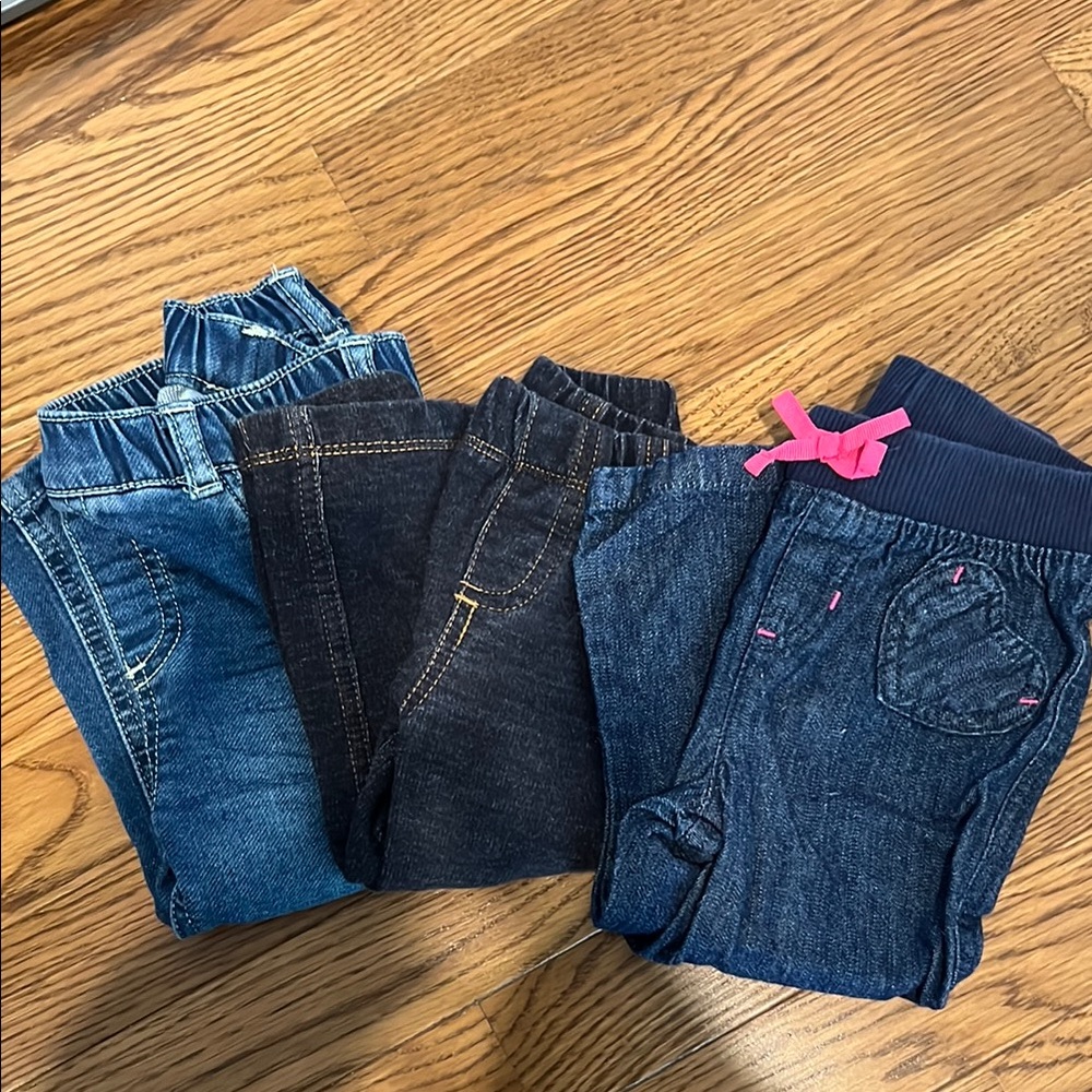 Children's Denim Jeans Bundle with Pink Accents